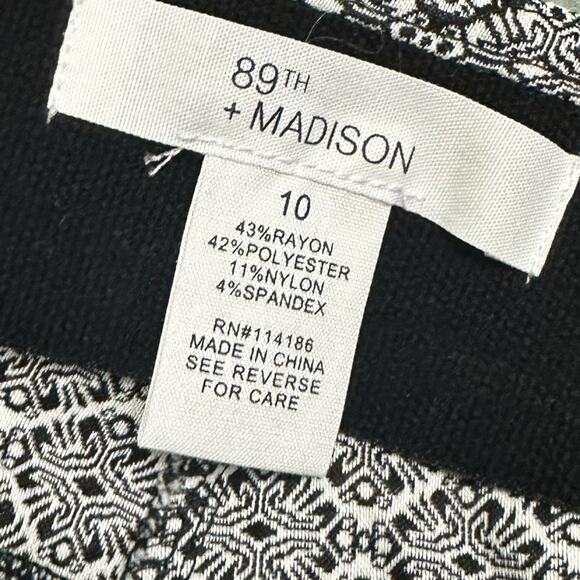 89th & Madison Printed 5 Pocket Stretch Ankle Pants Size 10 Black White - Picture 3 of 7